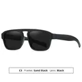 Stylish men's business sunglasses with a sand black frame and dark black lenses - Matte Black Frame Grey Lens (C3) / Matte Black