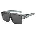 Ultralight TR semi-rimless polarized fit-over sunglasses for outdoor cycling and driving - C5 Transparent Grey Frame / Black Grey Lens