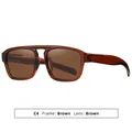 Classic double-bridge sunglasses for men featuring transparent brown frames and lenses - Tea Frame Tea Lens (C4) / Brown