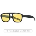 Classic double-bridge sunglasses with sand black frame and yellow night vision lenses - Matte Black Frame Night Vision Lens (C5)