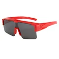 Lightweight red half-frame polarized sunglasses for outdoor cycling and driving - C7 Red Frame / Black Grey Lens