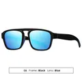 Premium fashionable black double bridge sunglasses with mirrored blue lenses, SKU model C6 - Glossy Black Frame Ice Blue Lens (C6)