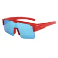 Lightweight red frame sports sunglasses featuring blue polarized reflective lenses - C8 Red Frame / Ice Blue Lens
