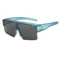 Teal blue semi-rimless polarized cycling sunglasses with oversized dark grey lenses, TR frame - C9 Sand Blue Frame / Black Grey Lens
