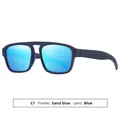 Men's fashion business sunglasses with sand blue frame and blue mirrored lenses - Matte Blue Frame Ice Blue Lens (C7)
