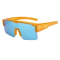 Modern orange TR half-frame cycling sunglasses with blue polarized mirrored lens - C12 Orange Frame / Ice Blue Lens