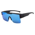 Occhiali da sole polarizzati oversize con montatura in TR nero e lenti a specchio blu - C10 Cornice Nera Sabbia Lente Blu