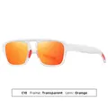 Sporty double bridge sunglasses with transparent frame and orange mirrored lenses - Matte Transparent Frame Red Mirror Lens (C10)