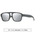 Fashionable sand grey square frame sunglasses with silver mirror lenses for men - Matte Grey Frame Silver Mirror Lens (C11)