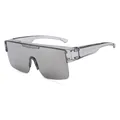 Occhiali da sole polarizzati oversize alla moda con montatura in TR grigio trasparente - C12 Cornice Grigia Trasparente Lente Argento