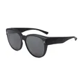 Occhiali da sole polarizzati TR neri oversize eleganti con protezione totale UV400 - C2 Montatura Nero Sabbiato Lenti Grigio Nero