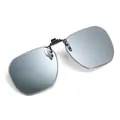 Clip de sol polarizado poligonal sin montura plateado para hombres y mujeres - Gafas de Sol con Clip / Espejo Plateado