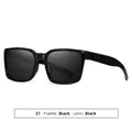 Stylish square cycling sunglasses featuring black frame and black lenses, C1 model - Shiny Black Frame Black Gray Lens