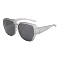 Occhiali da sole polarizzati fitover da uomo con montatura grigia semitrasparente UV400 - Montatura Grigio Opaco Lenti Nero Grigio