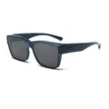 Occhiali da sole polarizzati TR blu scuro sopra gli occhiali per la guida da uomo - Montatura Blu Lenti Grigio Nero