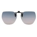 Polarized rimless clip-on sunglasses with blue and pink gradient polygonal lenses - Grey Purple Clip-on Sunglasses