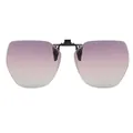 Purple gradient polarized flip-up clip-on sunglasses with rimless polygon lenses - Purple Pink Clip-on Sunglasses