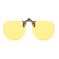 Yellow tinted polarized night vision clip-on sunglasses for prescription frames - 007-1 Pilot Style - Night Vision Yellow