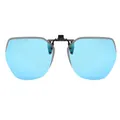 Ice blue polarized flip-up clip-on sunglasses for driving, rimless polygonal lenses - Ice Blue Clip-on Sunglasses