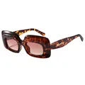 Retro tortoise shell square sunglasses with gradient lenses for a classic Y2K fashion look - Mincheng Logo Square Style / C3 Tortoise Frame Gradient Brown