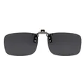 Classic rectangular dark gray polarized clip-on sunglasses for prescription eyewear - 007-2 Square Frame - Black Gray Polarized
