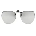 Rimless polygonal polarized clip-on sunglasses with grey lenses for driving use - Silver Mirror Clip-on Sunglasses