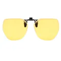 Yellow polarized flip-up clip-on lenses for driving with rimless polygon design - Night Vision Clip-on Sunglasses