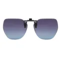 Polarized flip-up clip-on sunglasses with purple gradient rimless polygonal lenses - Grey Blue Clip-on Sunglasses