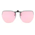Unisex pink polarized rimless flip-up clip-on sunglasses with polygonal lens design - Barbie Pink Clip-on Sunglasses