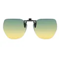 Polarized clip-on sunglasses with rimless polygon gradient green to yellow lenses - Day and Night Clip-on Sunglasses