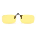 Yellow polarized clip-on sunglasses for night driving and vision enhancement protection - 007-3 Narrow Square - Night Vision Yellow