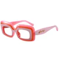 Retro Y2K square frame sunglasses in vibrant pink and orange dopamine style colors - Mincheng Logo Square Style / C9 Pink Frame Clear Lens