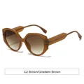 Lunettes de soleil polygonales marron surdimensionnées pour femmes avec verres dégradés - Cadre Thé Dégradé Thé