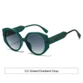 Lunettes de soleil géométriques oversize avec monture verte et verres dégradés gris - Monture Verte Gris Dégradé