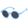 Round light blue silicone children's polarized sunglasses with UV protection for kids - Blue