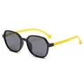Soft silicone polarized children's sunglasses with polygon frame and UV protection - Black Frame Black Grey Lens