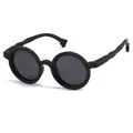 Classic black round children's polarized sunglasses with soft flexible silicone frame - Matte Black
