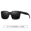 Professional cycling sunglasses with sand black frame and black lenses for outdoor sports - C3 Sand Black Frame Black Grey Lens