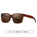 Stylish brown square sunglasses featuring brown tinted lenses and amber frame C4 - Tea Frame Tea Lens