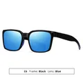Outdoor sports cycling sunglasses featuring black frame and blue mirrored lenses - C6 Shiny Black Frame Ice Blue Lens