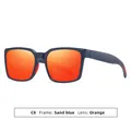 Fashionable cycling sunglasses with sand blue frame and bright orange coated lenses - C8 Sand Blue Frame Red Mirror Lens