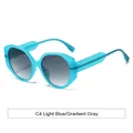 Lunettes de soleil oversize à monture bleu clair et verres dégradés gris - Monture Bleu Clair Verre Gris Dégradé