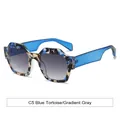 Stylish polygon sunglasses featuring a blue tortoise frame and gradient gray lenses - Blue Tortoise Gradient Grey