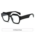 Trendsetting black polygonal thick-framed glasses with clear lenses, variant C8 style - C8 Black/Clear