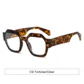 Fashionable polygonal tortoise shell glasses frames with clear lenses for women - C9 Tortoise/Clear