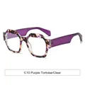 Fashionable polygon eyewear frame in C10 Purple Tortoise pattern with clear lenses - Purple Tortoise/Clear (Anti-Blue)