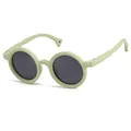 Trendy light green round kids sunglasses with soft silicone frame and polarized lenses - Cyan