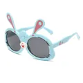 Cute light blue rabbit-shaped cartoon sunglasses for children with soft flexible frames - Rabbit Style (EQ4903) / Blue Frame Gray Lens