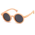 Round polarized sunglasses for kids with soft peach silicone frame design. - Khaki