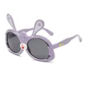 Cute purple rabbit-shaped kids sunglasses with TPEE soft frame and UV protection - Rabbit Style (EQ4903) / Purple Frame Grey Lens